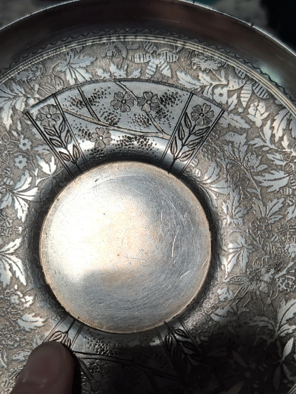 Vintage Silver Plated Floral Engraved 6.5 Inch Plate